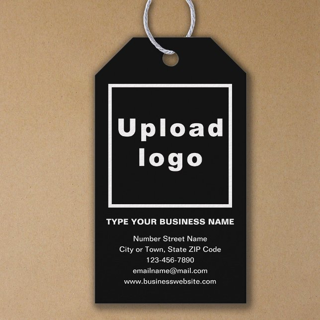 Business Brand on Black Gift-Märkre Presentetikett (Build brand name awareness. Your business brand on black gift tag.)