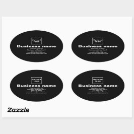Business Brand on Black Oval Shape Sticker Ovalt Klistermärke