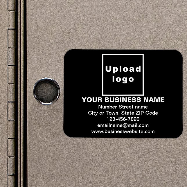 Business Brand on Black Rectangle Flexible Magnet (Your business brand on black rectangle flexible magnet as marketing material.)