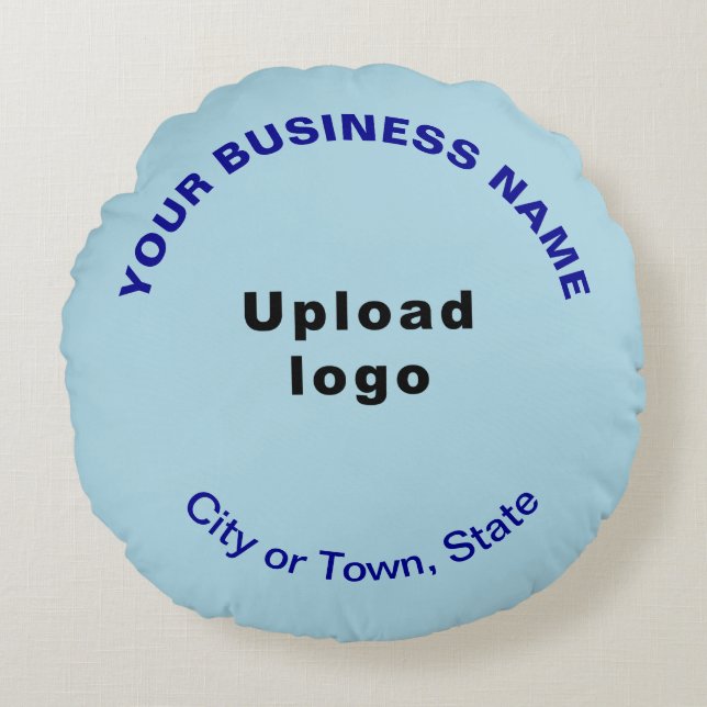 Business Brand on Light Blue Round Dekorativ kudde (Framsidan)