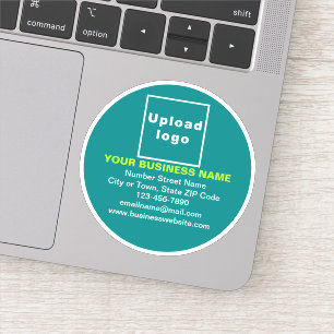 Business Brand on Teal Grönt Round Vinyl Sticker Klistermärken