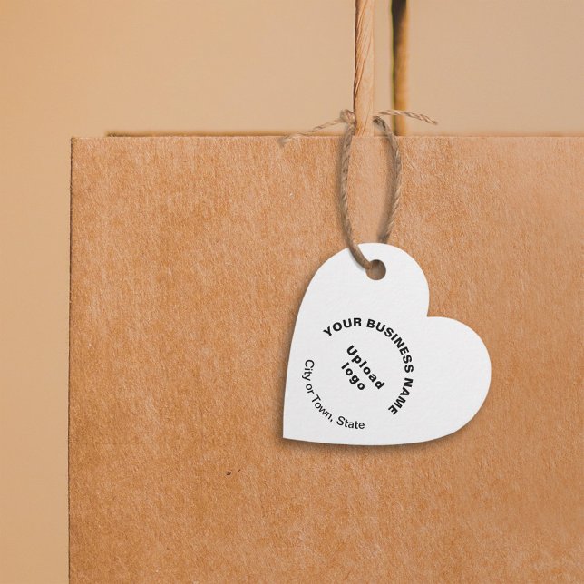 Business Brand on White Heart Shape Märkre Gåvor Etiketter (Build brand name awareness. Your business brand on white heart shape tag.)