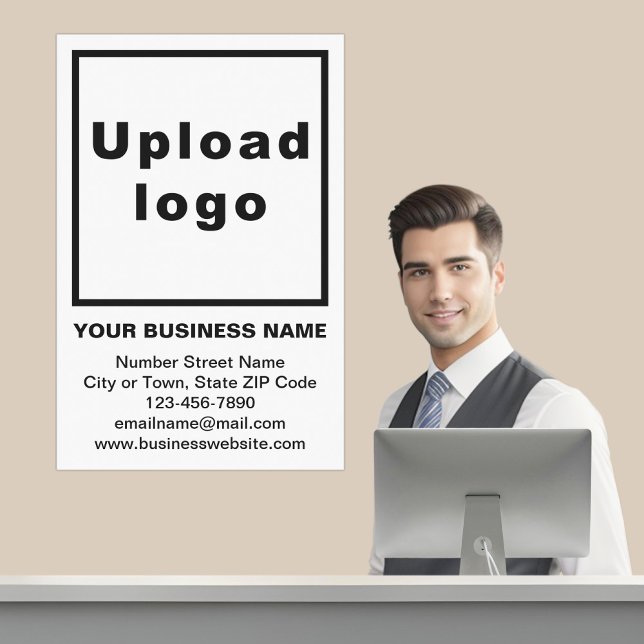 Business Brand on White Poster (Business brand on white poster in business reception.)