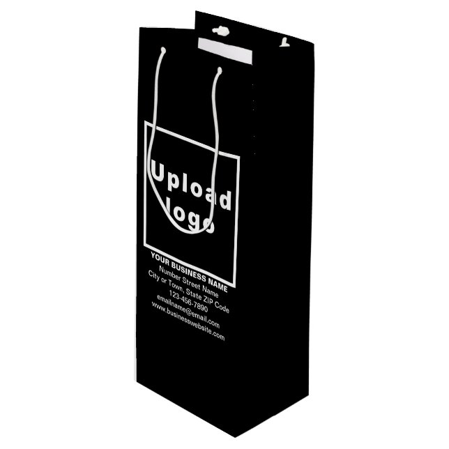 Business Brand på Black Vin Gift Bag (Framsidan Vinklad)