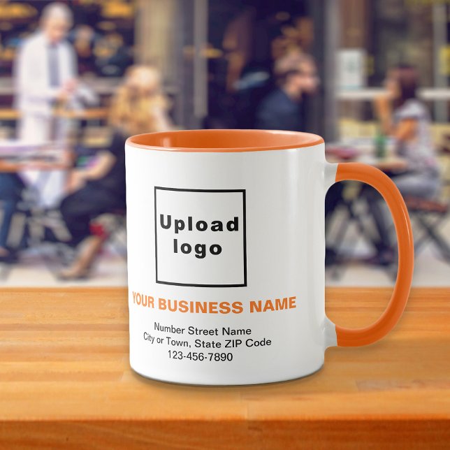 Business Brand på Orange Färg Combo Mugg (Build brand name awareness. Your business brand on orange color combo mug.)