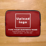 Business Brand Red Laptop sleeve<br><div class="desc">Anpassade laptop sleeve att du användor att bygga medvetenheten om varumärket namn. Innehåll är din logotyp, ditt företag eller ditt företag namn, adress och ditt mobila nummer. Design är vit text på röd bakgrund. Kontrollera utseendet när du har laddat upp logotyp och skrivit in text. Om utseendet passar dig kan...</div>