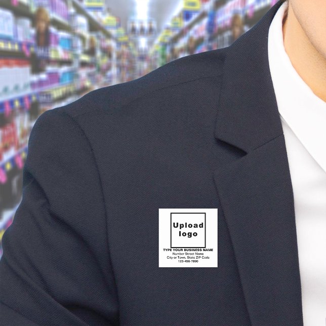 Business Brand White Square Namn bricka Namnbricka (Build brand name awareness. Your business brand on white square name tag.)