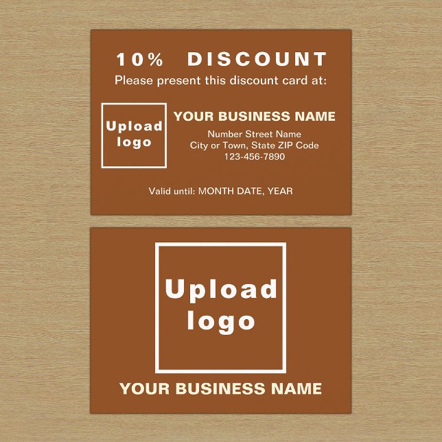 Business Brown-rabattkort Rabattkort (Front and back sides of brown discount card for your business. Attract more customers or clients.)