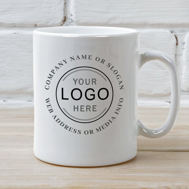 Business Cafe Logotyp eller Brand Modern minimalis Kaffemugg (Several cup types and sizes to choose from. Logo & text are on front and back.)