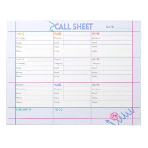 Business Call Planner & Tracking Lakan Antecknings Anteckningsblock