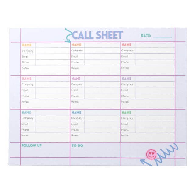 Business Call Planner & Tracking Lakan Antecknings Anteckningsblock (Framsida)