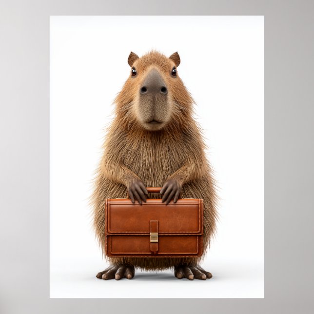 Business Capybara med portföljen Briefcase Poster (Framsidan)