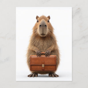 Business Capybara med portföljen Briefcase Vykort