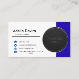 Business Card  Blue with Simple Logo and Text  Visitkort