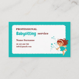 Business card for babysitter, childcare visitkort