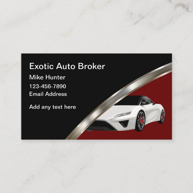 Business Card för Classy Coola Auto Broker Exotic  Visitkort (Framsida)