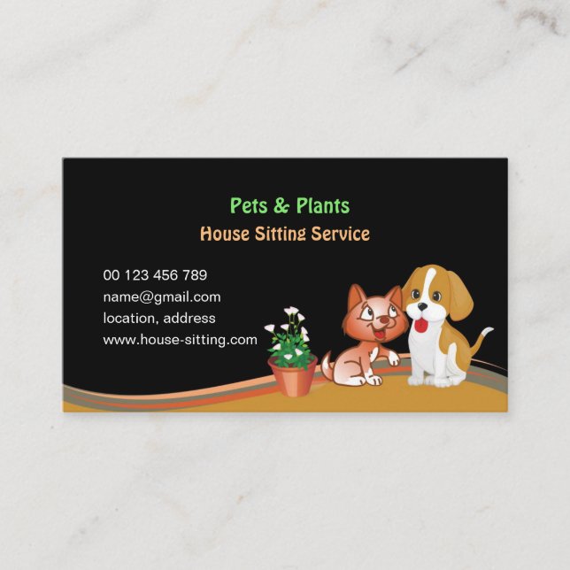 business card for Pet & Plants Sitting Service Visitkort (Framsida)