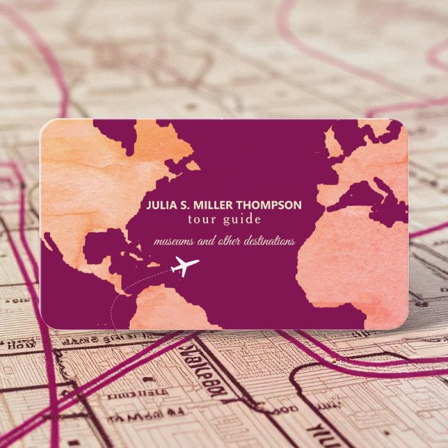 Business Card for Tour Guides with Map  Visitkort (Skapare uppladdad)