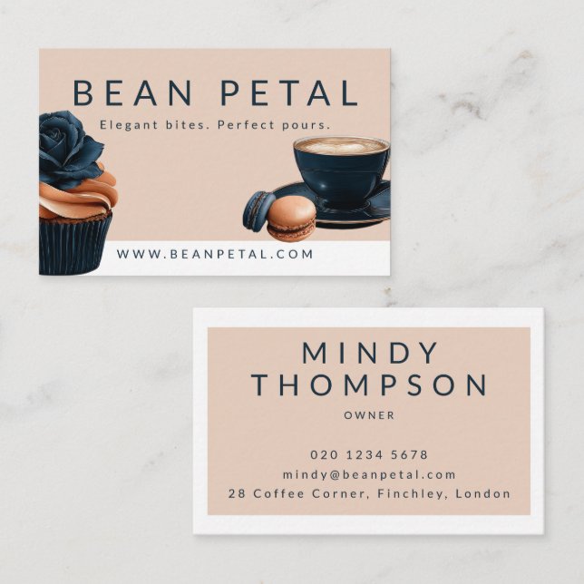 Business Card for Upscale Cafes/Boutique Bakeries Visitkort (Fram/baksida)
