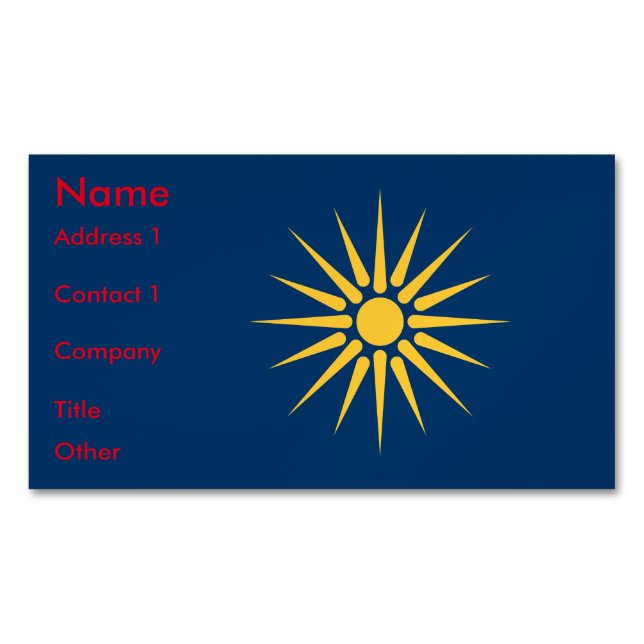 Business Card Magnet with Flag of Macedonia (Framsida)