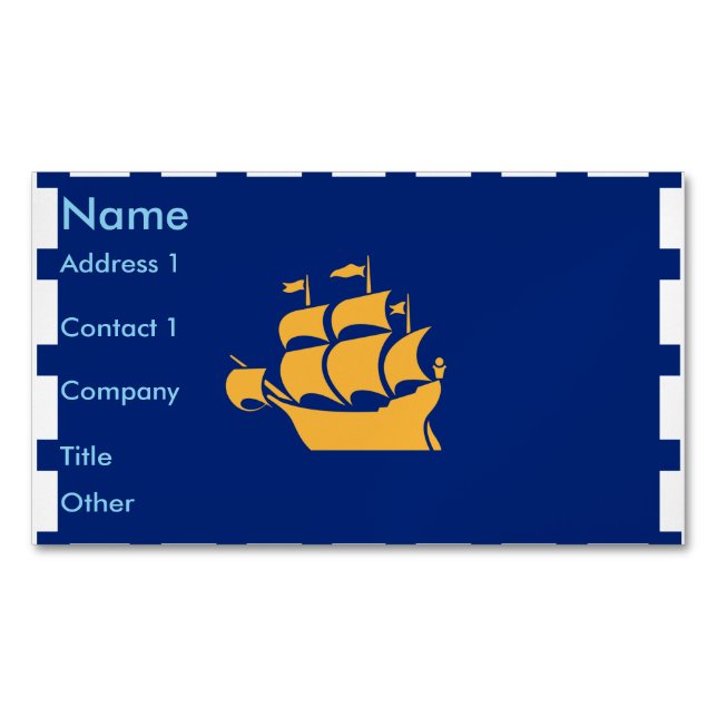 Business Card Magnet with Flag of Quebec City (Framsida)