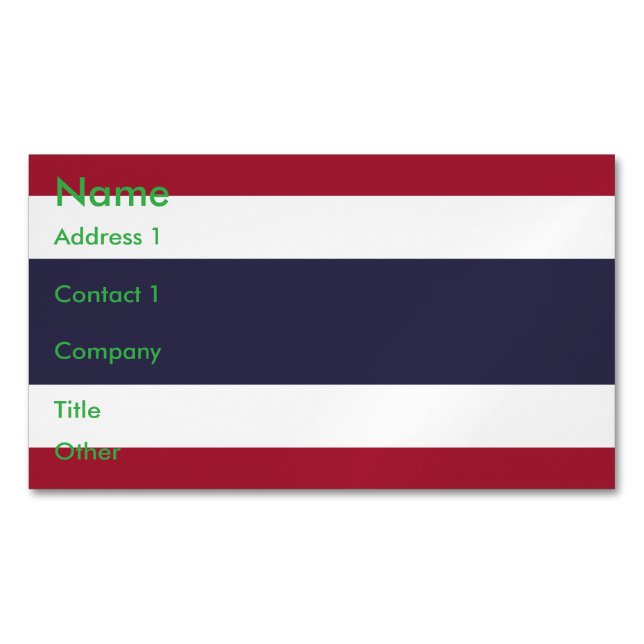 Business Card Magnet with Flag of Thailand (Framsida)