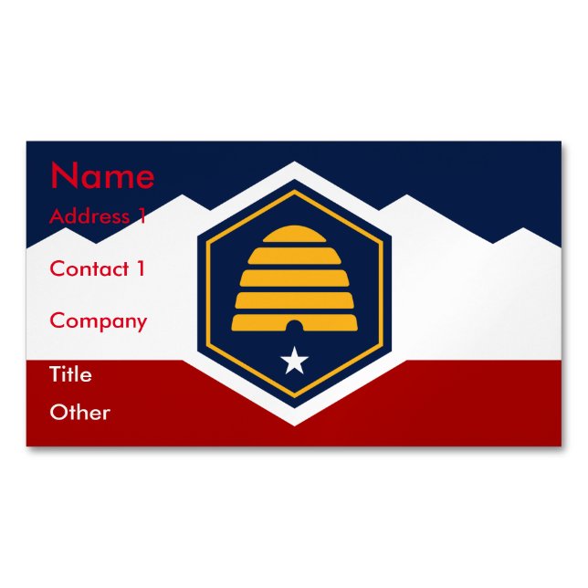 Business Card Magnet with Flag of Utah, US (Framsida)