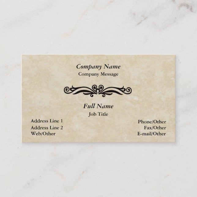 Business Card-mall för elegant Parchment Swirl Visitkort (Framsida)