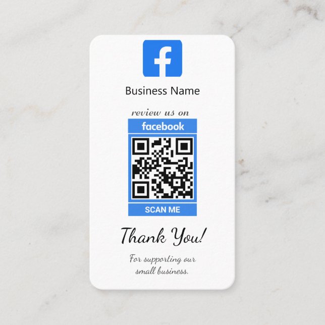 Business Card-mall för Facebook-granskning W/ QR-k Visitkort (Framsida)