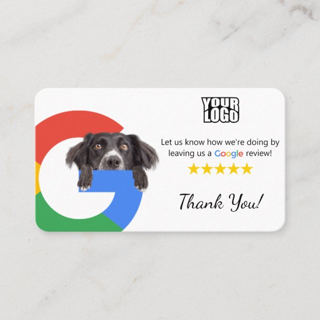 Business Card-mall för Hund Daycare Google Review Visitkort (Framsida)