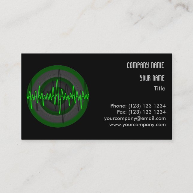 Business Card-mall för Ljud Grönt Mörk Round Visitkort (Framsida)