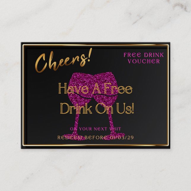Business Card Voucher Free Drink Gift Certificate  Visitkort (Framsida)