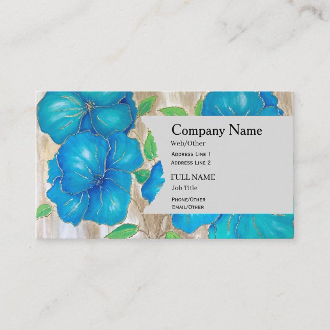 Business Card with blue flowers of Petunia Visitkort (Framsida)