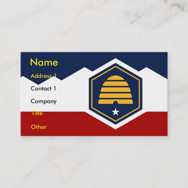 Business Card with Flag of Utah, USA Visitkort (Framsida)