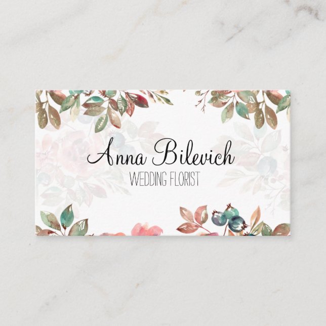 business card with flowers visitkort (Framsida)