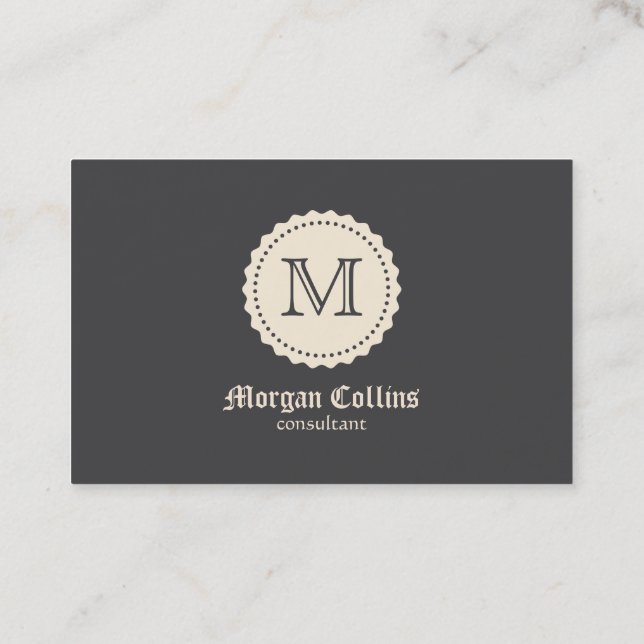 Business card with monogram and seal visitkort (Baksida)