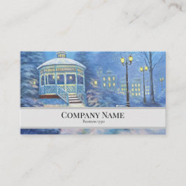 Business Card with painting of winter gazebo 