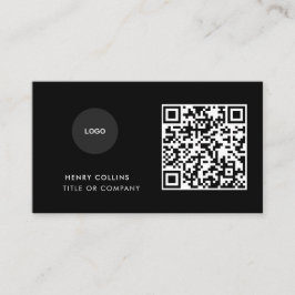 Business Card with QR Code | Black Modern Design Visitkort