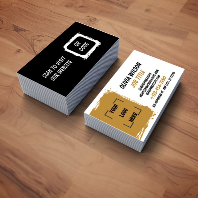 Business Card with QR Code | Black Modern Design Visitkort (Skapare uppladdad)
