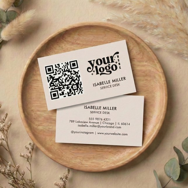 Business Card with QR Code | Modern Beige Design Visitkort (Business Card with QR Code | Modern Beige Design)