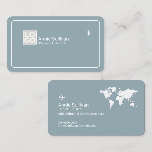 Business Card with Travel Agency Logo Visitkort (Fram/baksida)