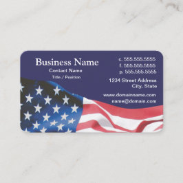 business card with waving American flag 26 Visitkort