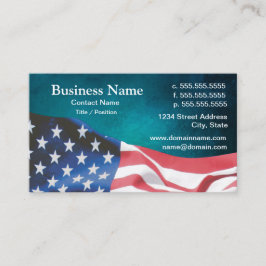 business card with waving American flag 26b Visitkort