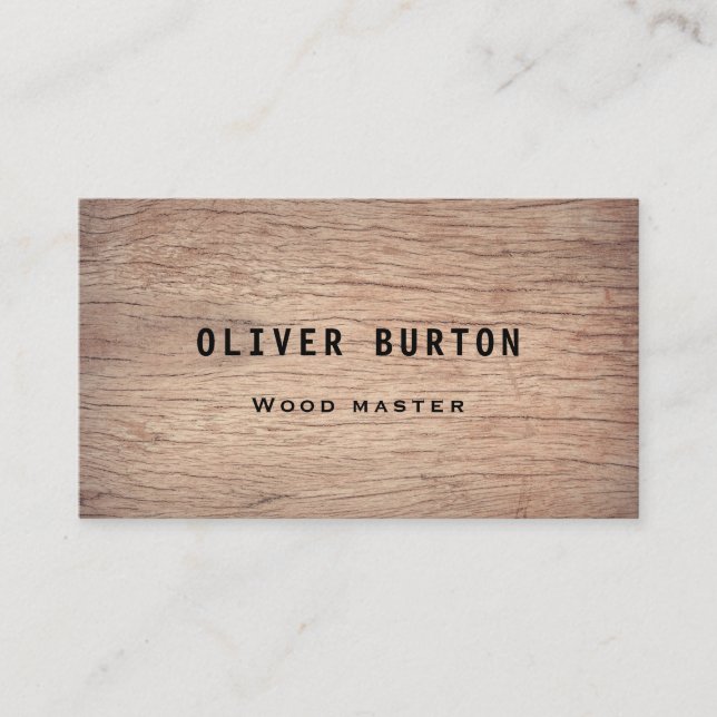 Business card with wood texture. visitkort (Framsida)