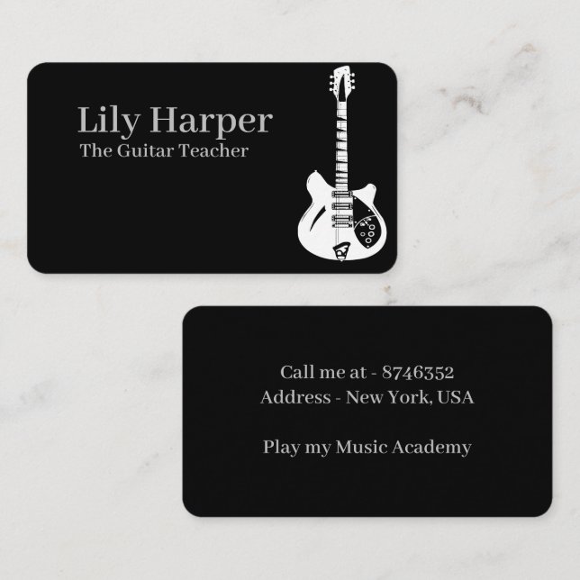Business CardGuitar Teacher | Elektriska och akust (Fram/baksida)
