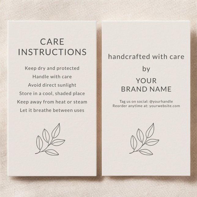 Business Care Instructions Blush Pink Small  Visitkort (Skapare uppladdad)