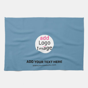 Business Chic Promo Anpassade Dusty Blue Kökshandduk