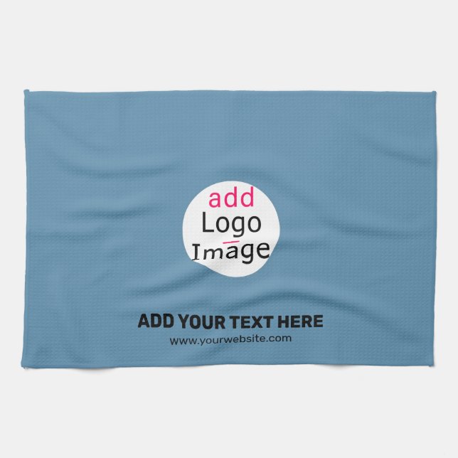Business Chic Promo Anpassade Dusty Blue Kökshandduk (Horisontell)