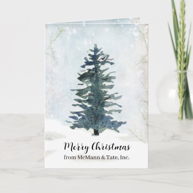 Business Christmas Tree Winter Snow Frost Custom Kort (Framsida)