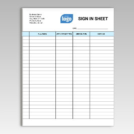 Business Client Sign In Sheet Template Notepad Anteckningsblock